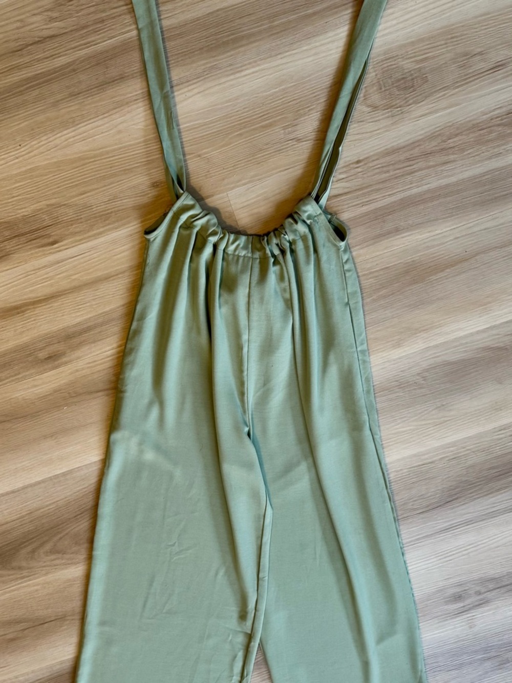 Sage Green Wide Leg Suspender Pants | Tie Back | Size L